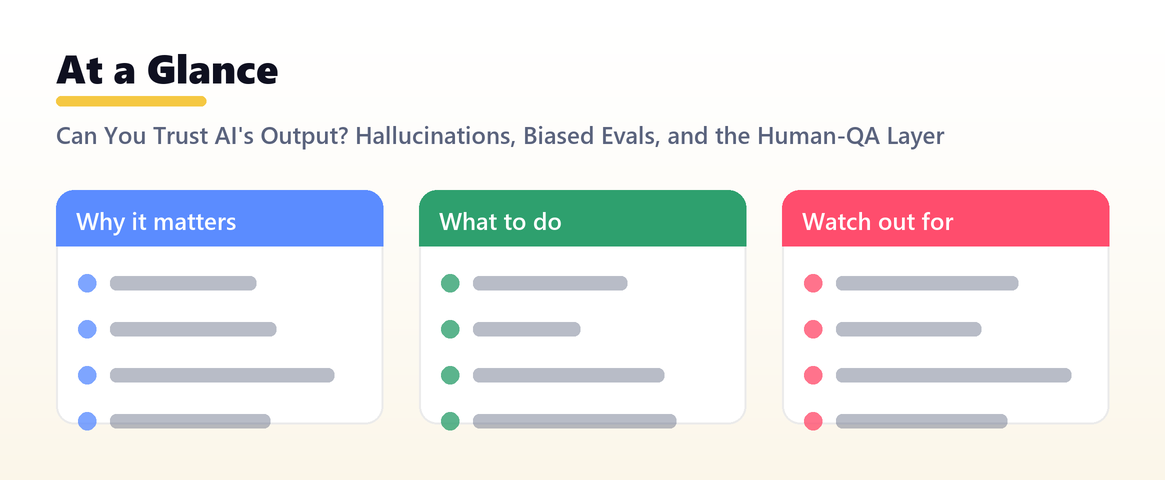 Can You Trust AI's Output? Hallucinations, Biased Evals, and the Human-QA Layer — at a glance, Shanti Infosoft